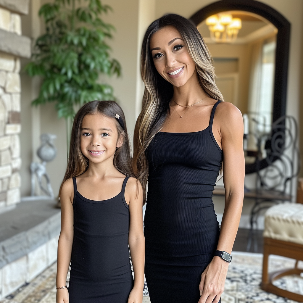 Mom and Daughter Matching Spaghetti Strap Slit Dress