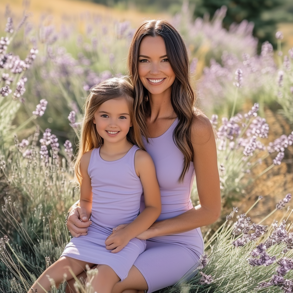 Mom and Daughter Matching Lavender Solid Tank Bodycon Dress