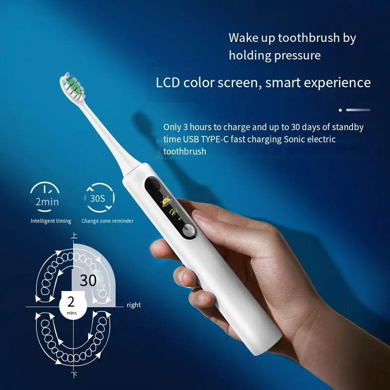 Intelligent Magnetic Suspension Ultrasonic Electric Toothbrush Rechargeable Soft Bristles Waterproof Screen / Visualization DIY
