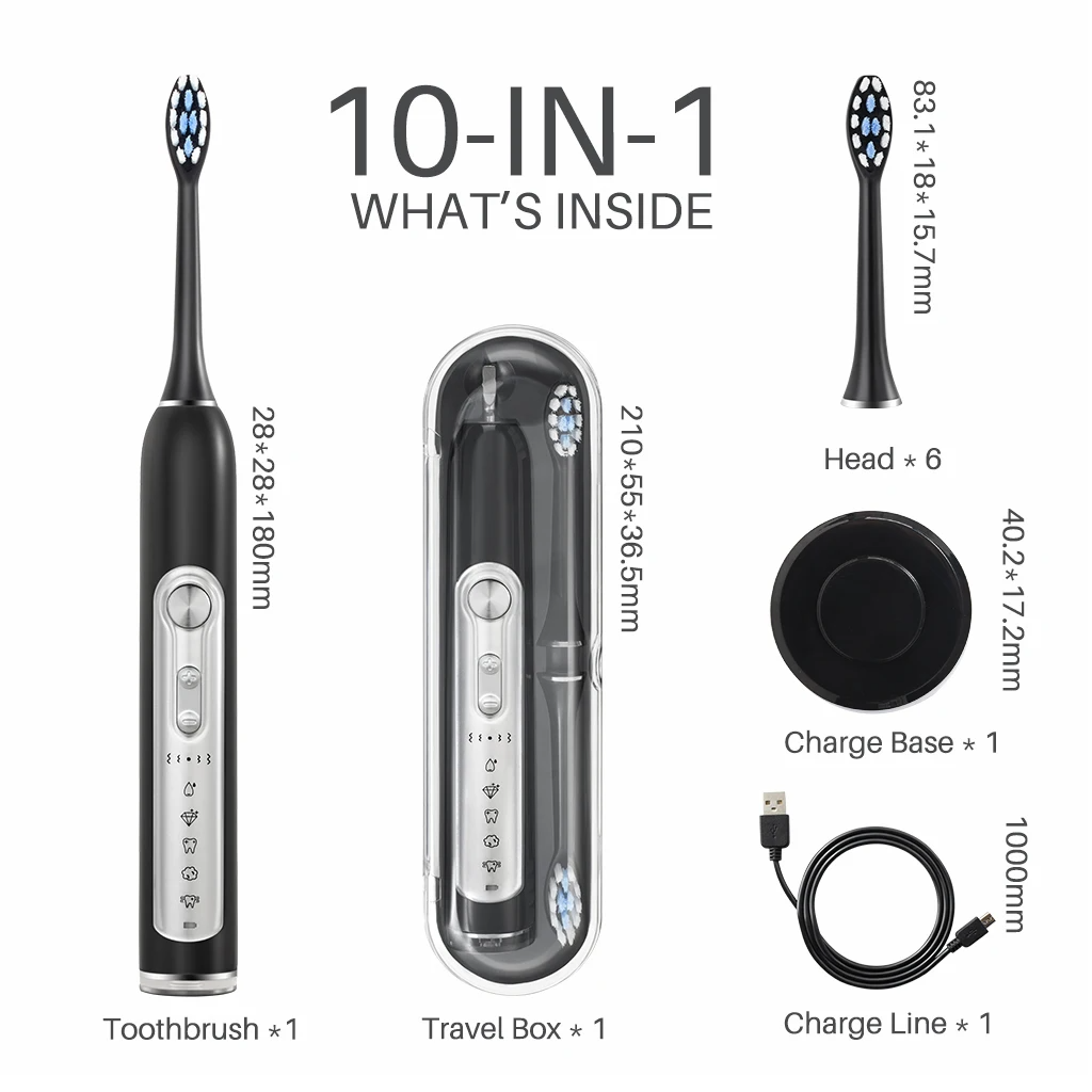 Super Sonic Electric Smart Timer Whitening Toothbrush for Adults and Kid