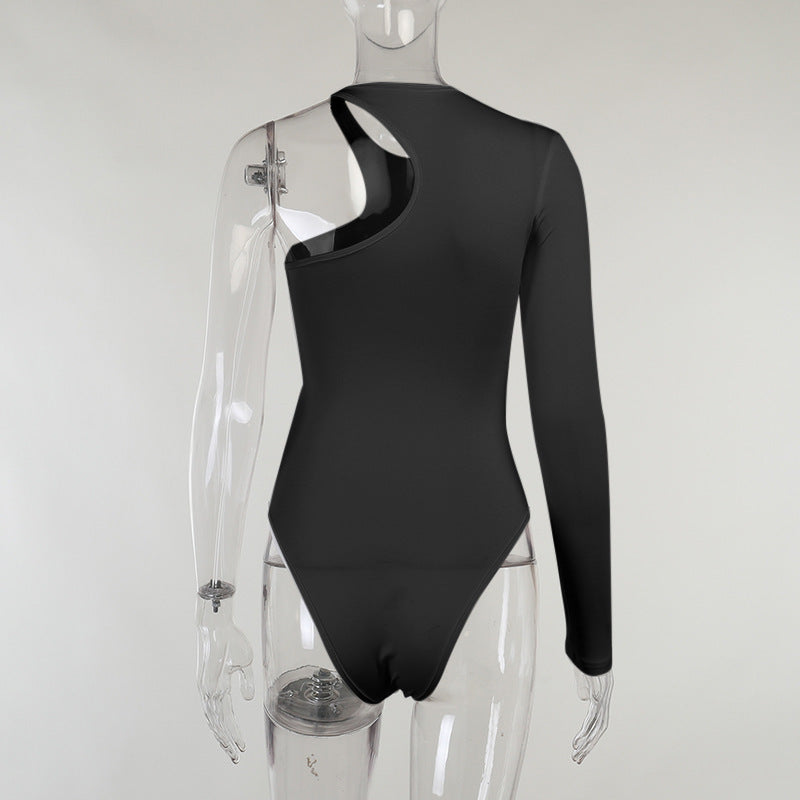 Women One-Shoulder Pleated Bodysuit