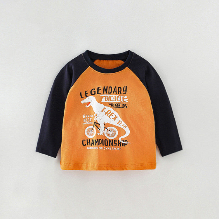 Toddler Boys Dinosaur and Bicycle Print Grey Sweatshirt