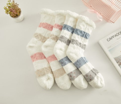 Coral Velvet Floor Socks For Winter Mid Calf Sock