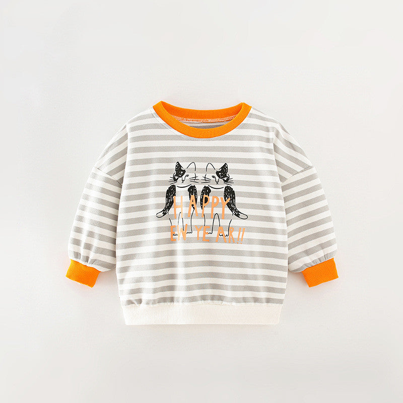 Toddler Boys Letter Print Striped Sweatshirt