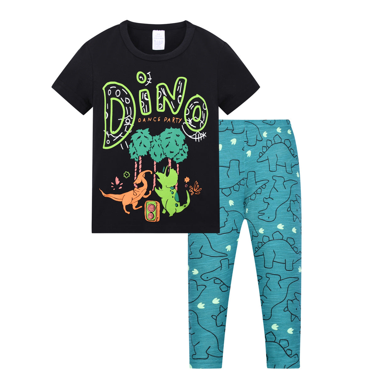 Toddler Dinosaur Print Short Sleeve Tops & Pants Lounge Set