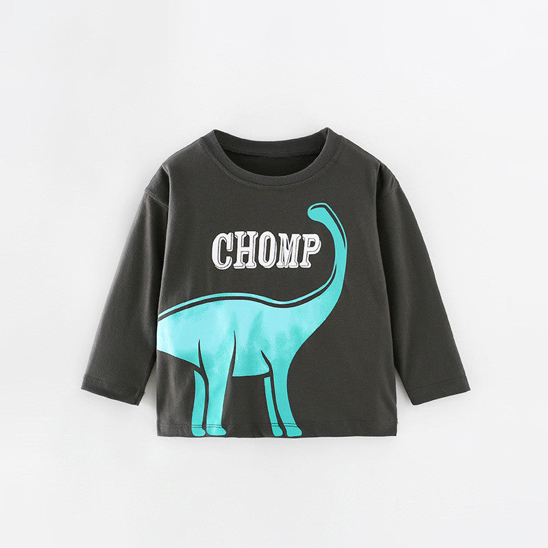Toddler Boys Dinosaur and Letter Print Grey Sweatshirt