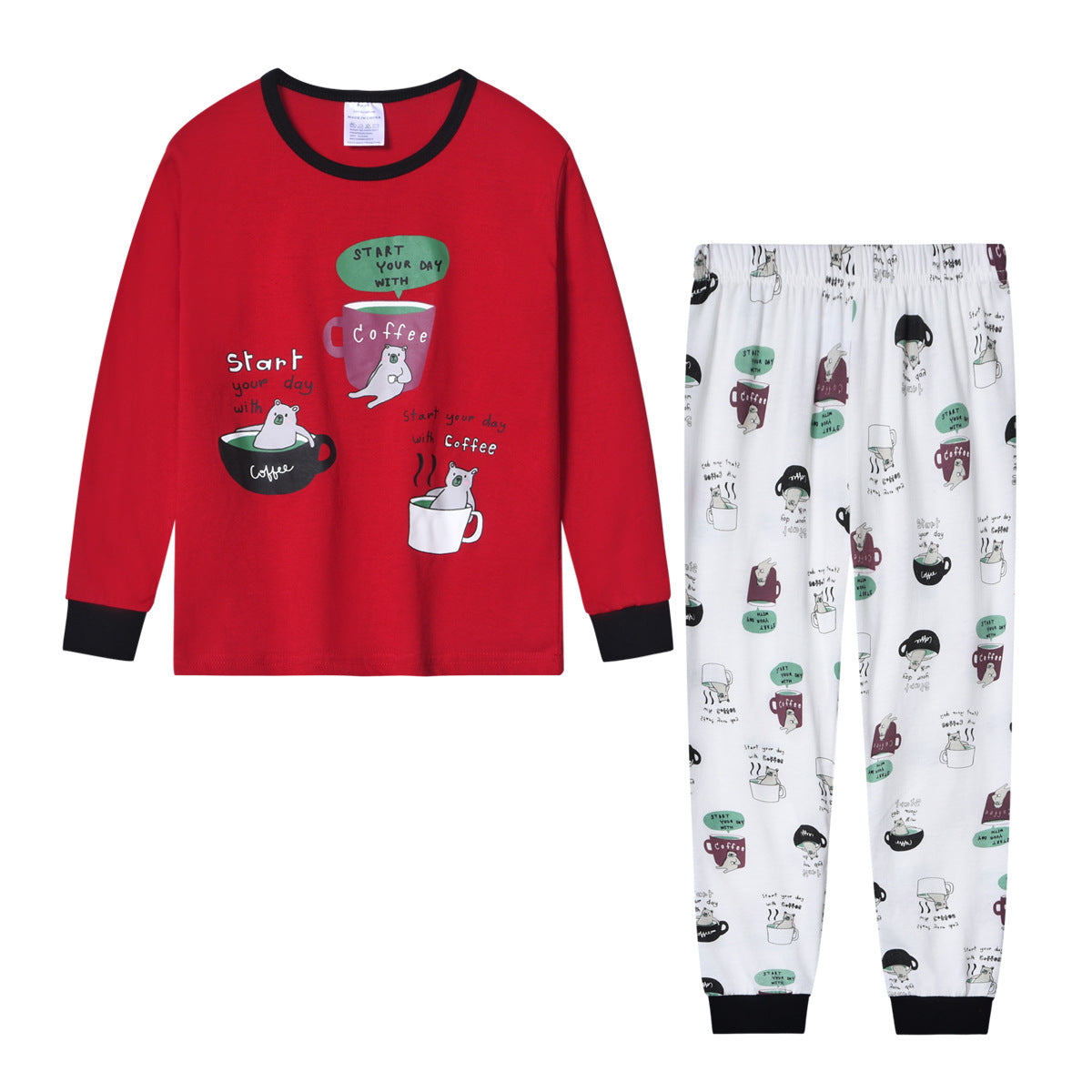 Toddler Coffee Cup Print Tops & Pants Lounge Set