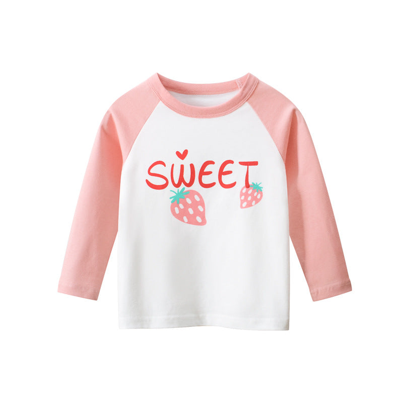 Toddler Girls Letter and Strawberry Graphic Print 100% Cotton Tee