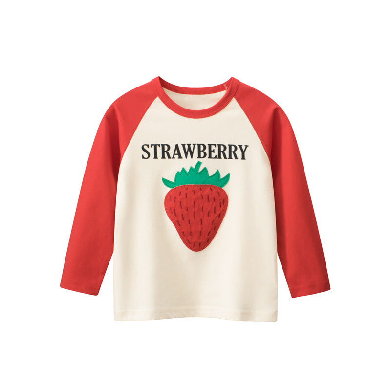 Toddler Girls Strawberry Print 100% Cotton Long Sleeve Tee and Sweatpants