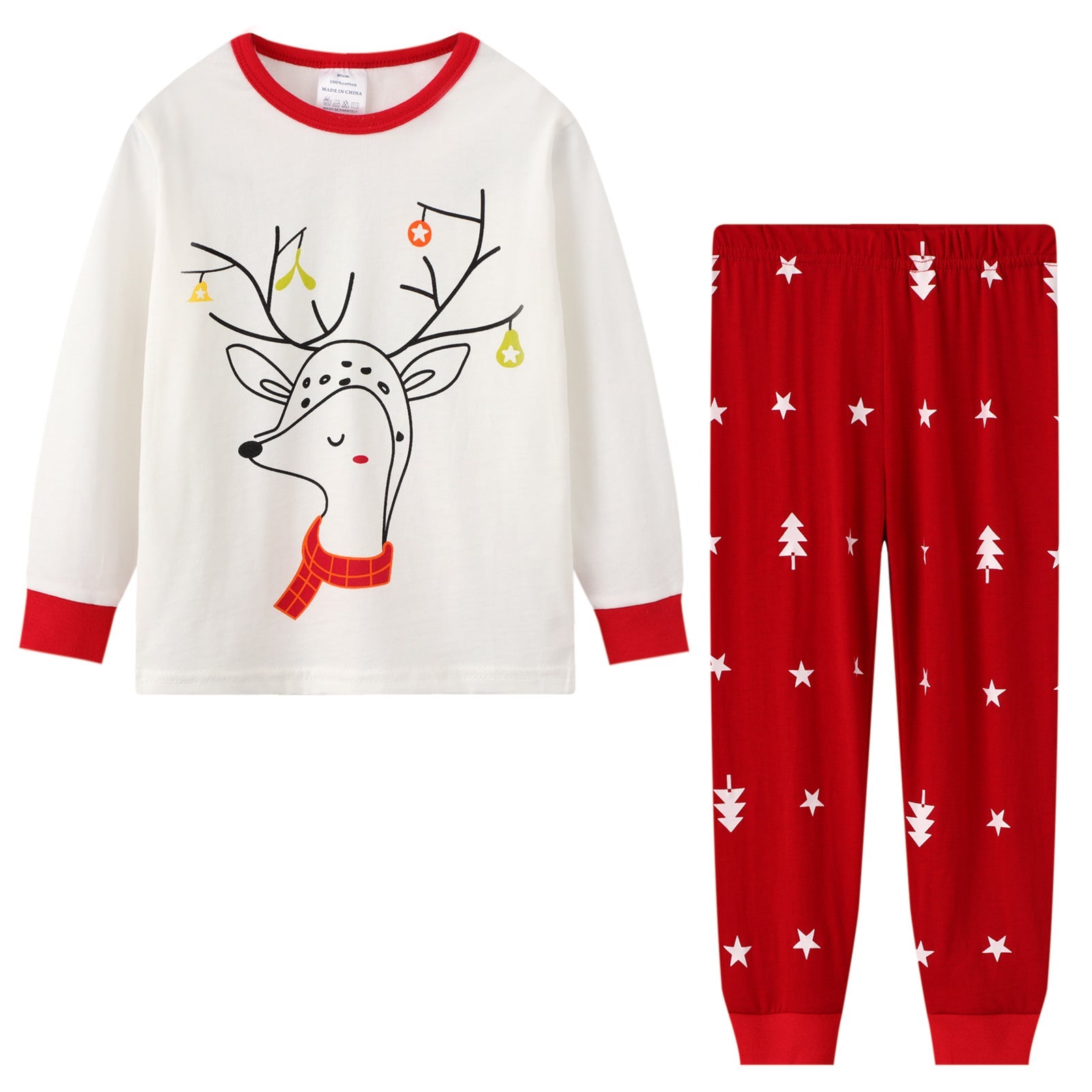 Cute Deer Print Christmas Family Pajamas Set