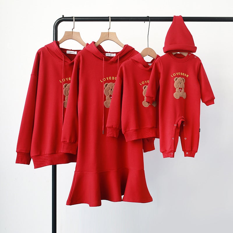 Bear Print Hoodie Family Matching Shirt