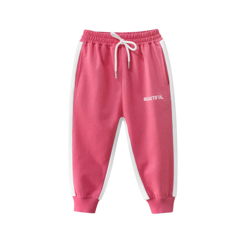 Toddler Girls Letter Graphic Contrast Side Seam Sweatpants