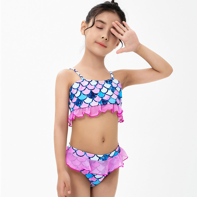 Mermaid Ruffle Matching Swimsuits For Mom and Daughter