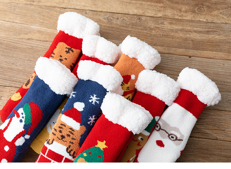 Christmas Socks Extra Fleece Thick Warm Lamb Fleece Home Sleeping Socks