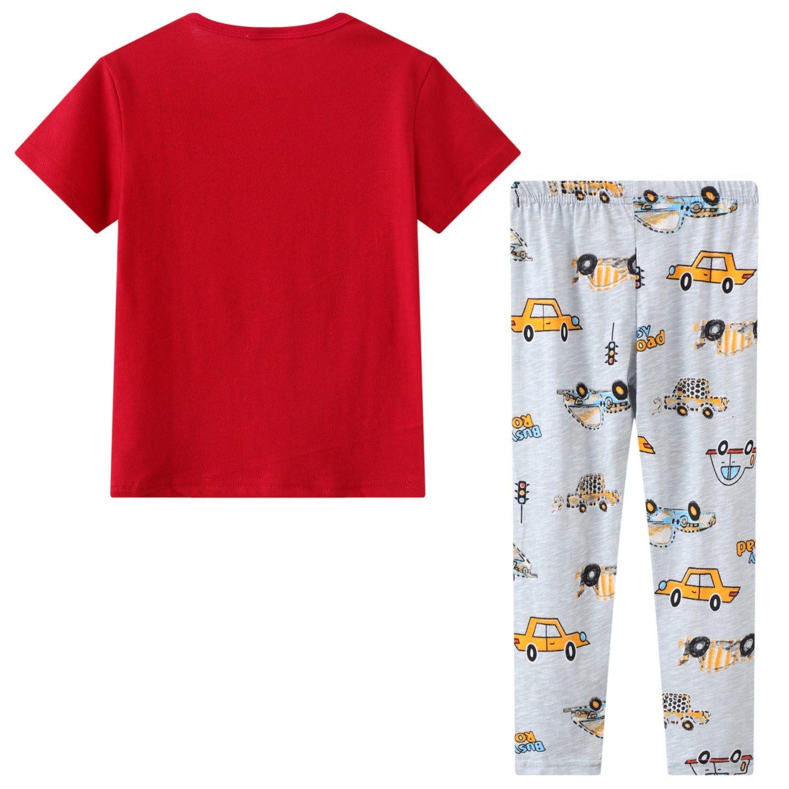Boy Car Print Short Sleeve Tops & Pants Lounge Set
