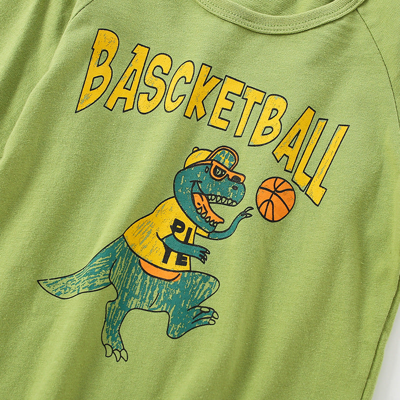 Toddler Boys Dinosaur and Bascketball Print Sweatshirt