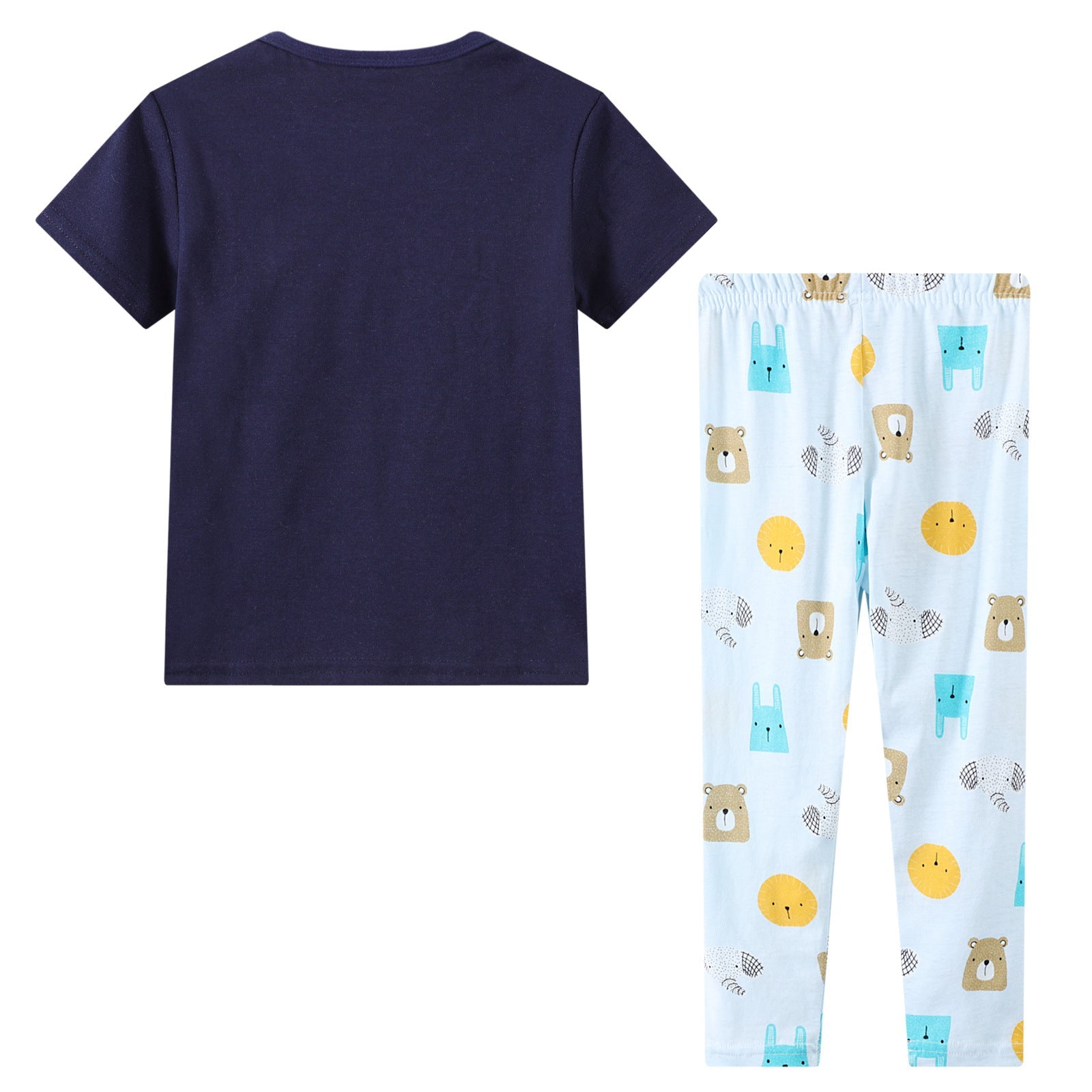 Boy Cartoon Pattern Print Short Sleeve Tops & Pants Lounge Set