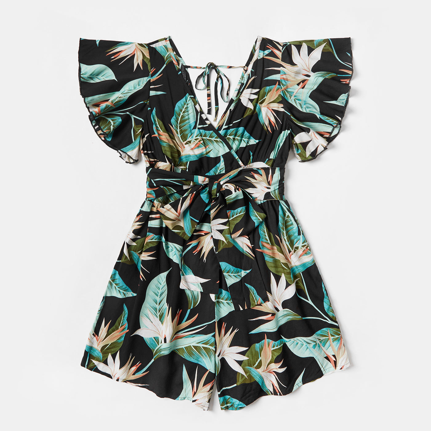 All Over Tropical Plant Print Romper Shorts for Mom and Me