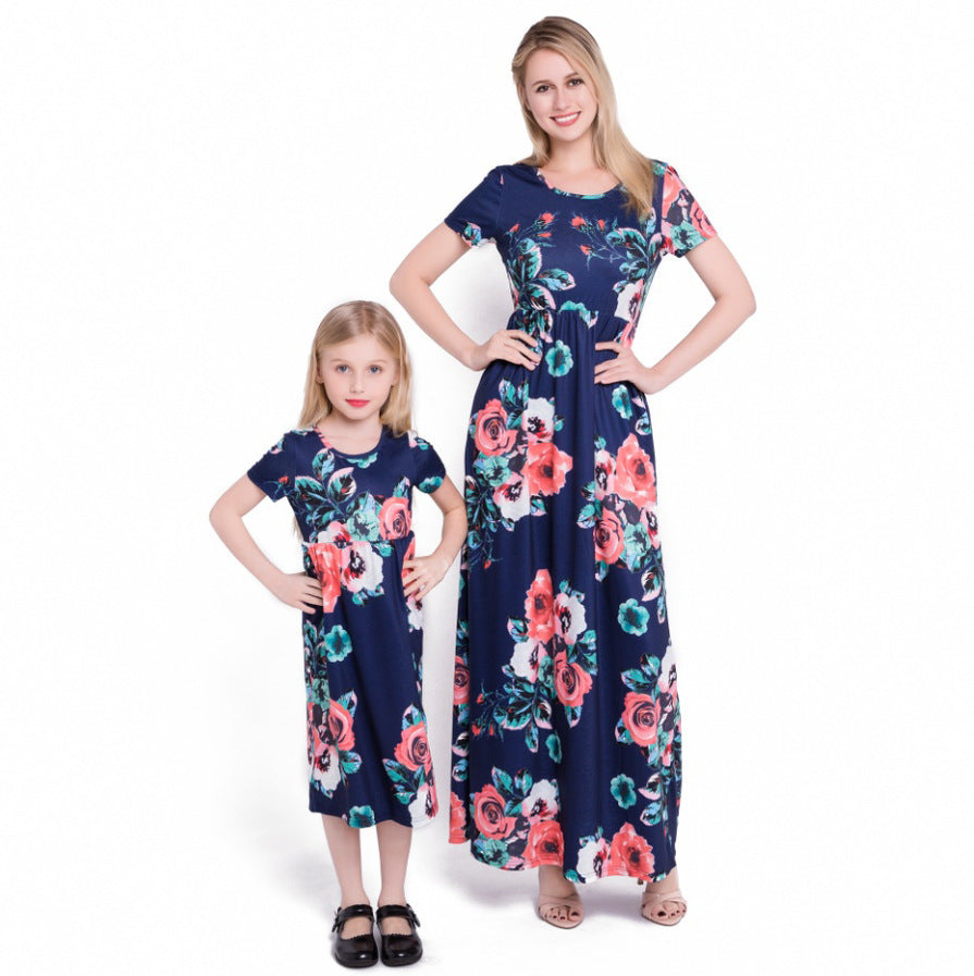 Mom and Me Floral Pattern Prints Matching Dresses