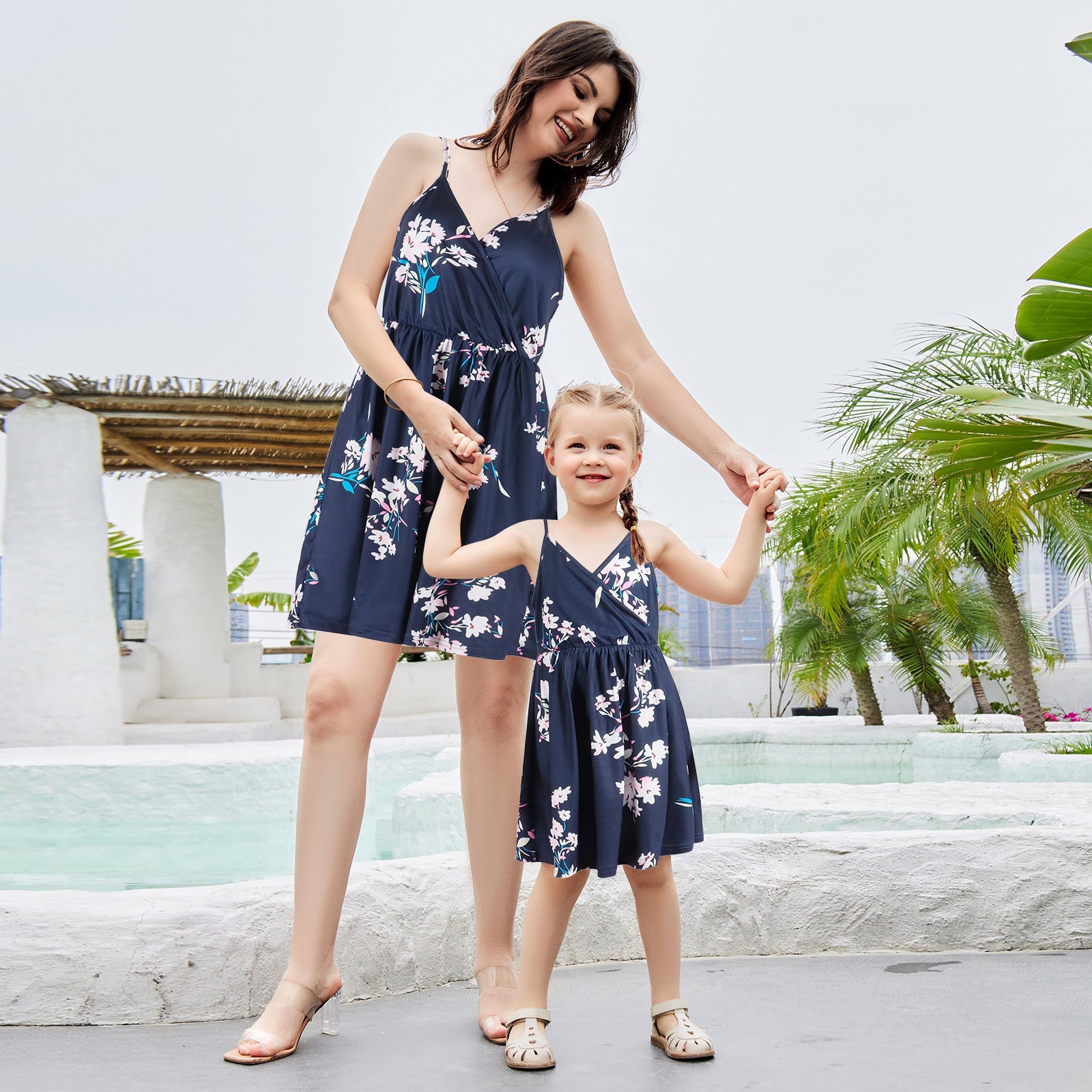 Mommy and Me Matching Dress Summer Casual Sundress Beach Sleeveless Dress