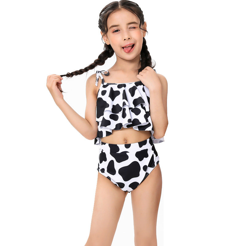 Colorblock Ruffle High waisted Swimsuits for Mommy and Me
