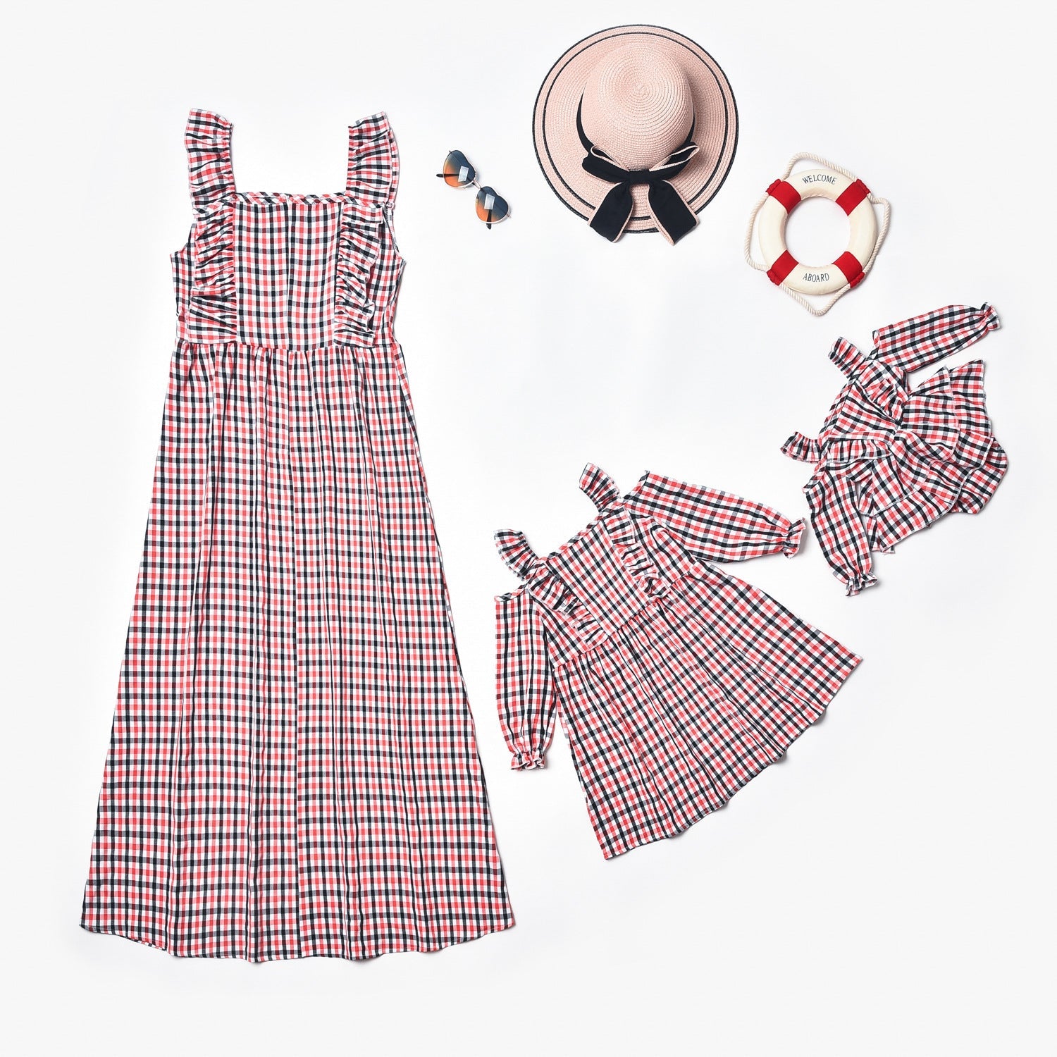 Plaid Print Ruffle Dress for Mommy and Girl