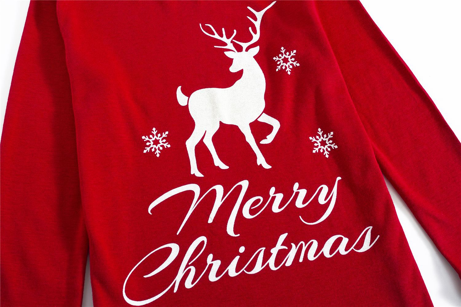 Merry Christmas Reindeer Print Christmas Family Black Pajamas Set