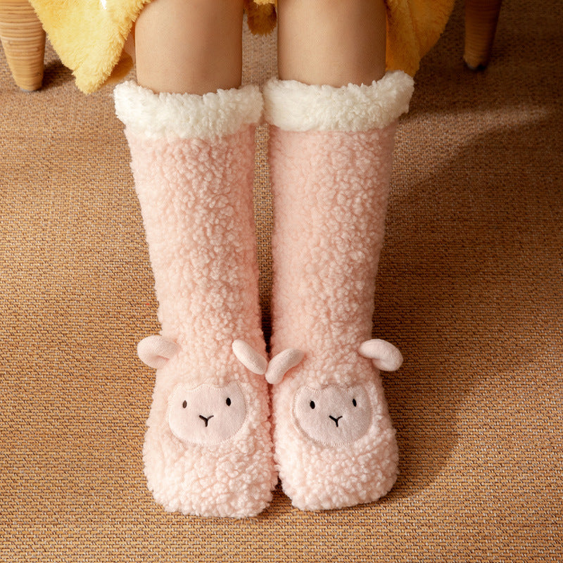 Home Floor Cute Socks Sleep Socks Christmas Snow Socks Coral Velvet Slippers Carpet Socks