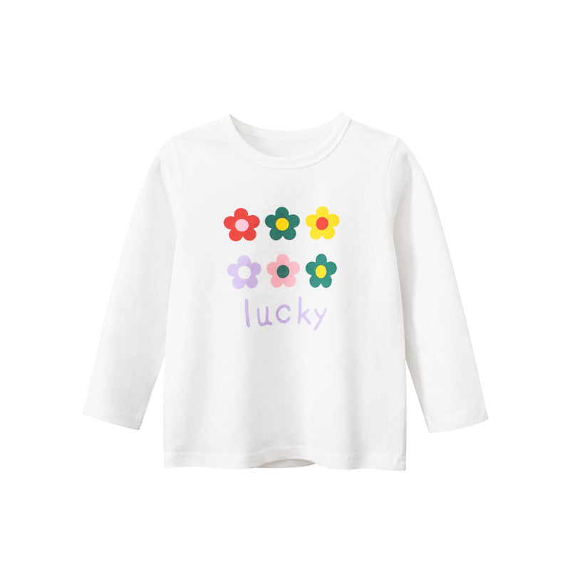 Toddler Girls Floral Print 100% Cotton Long Sleeve Tee