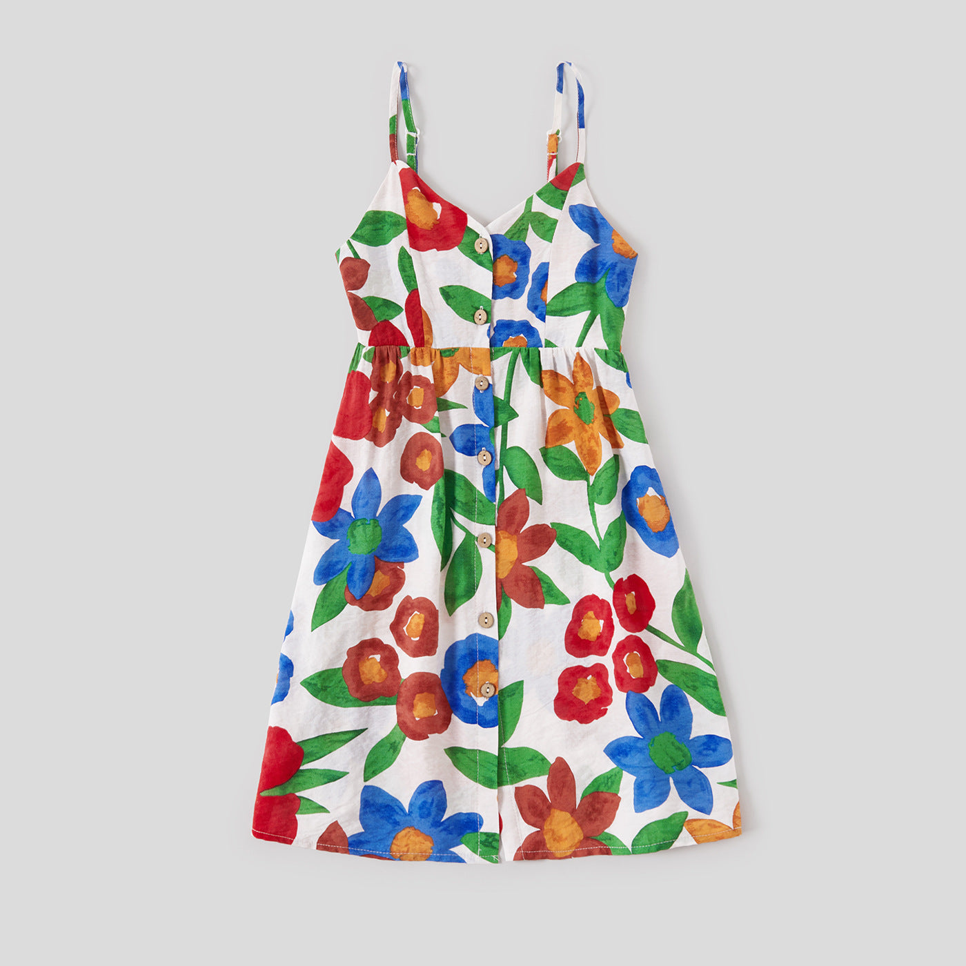 All Over Floral Print V Neck Spaghetti Strap Midi Dresses