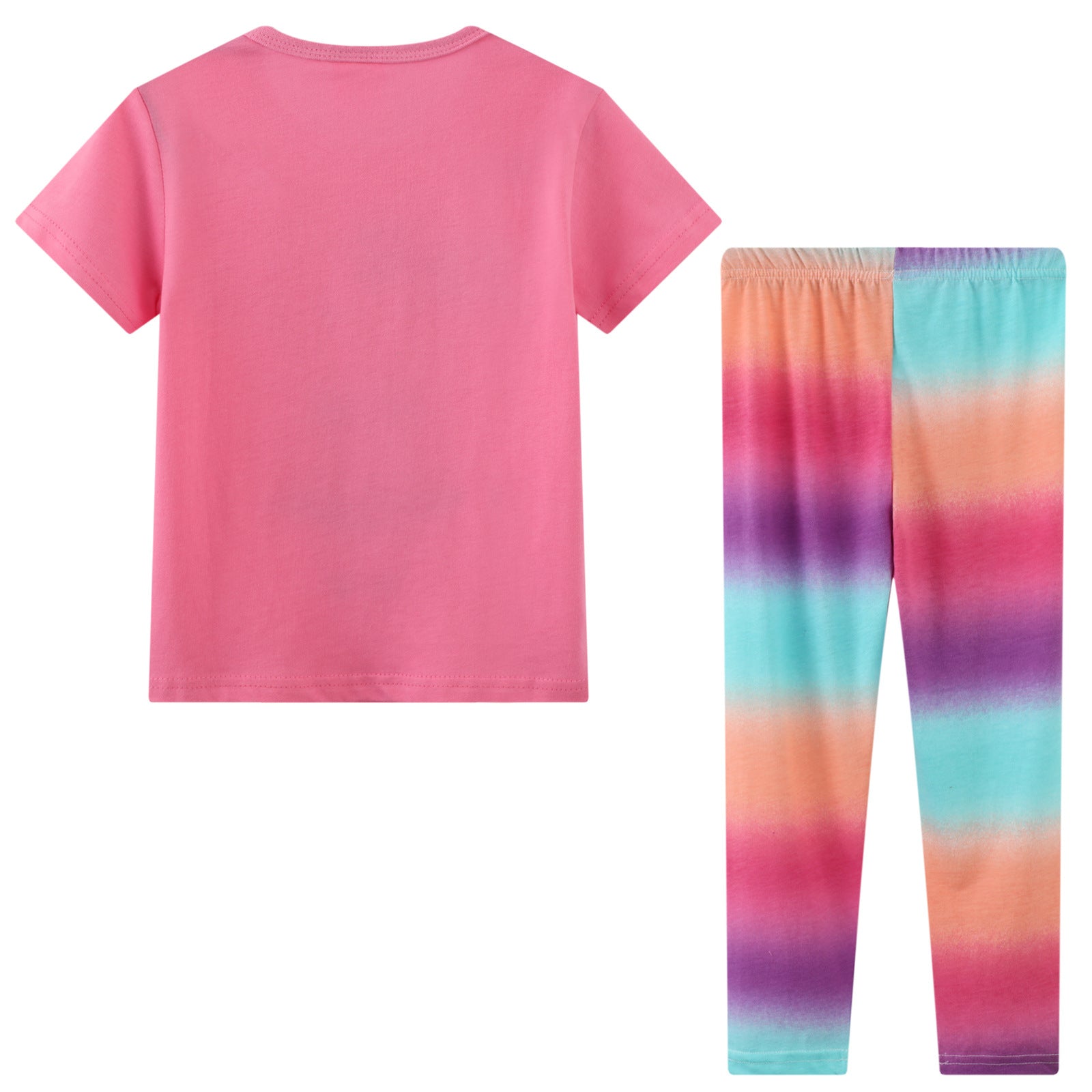 Girl Tie Dye Pajamas Short Sleeve Tops+Pants Set