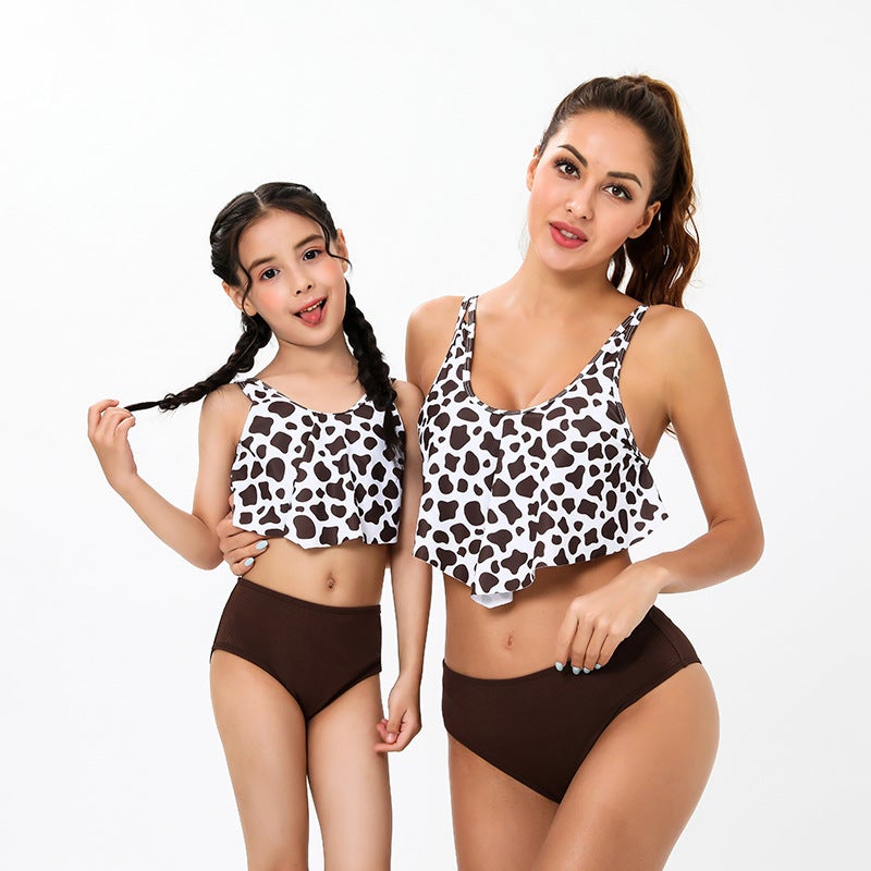 Leopard Print Matching Swimsuits For Mom and Daughter