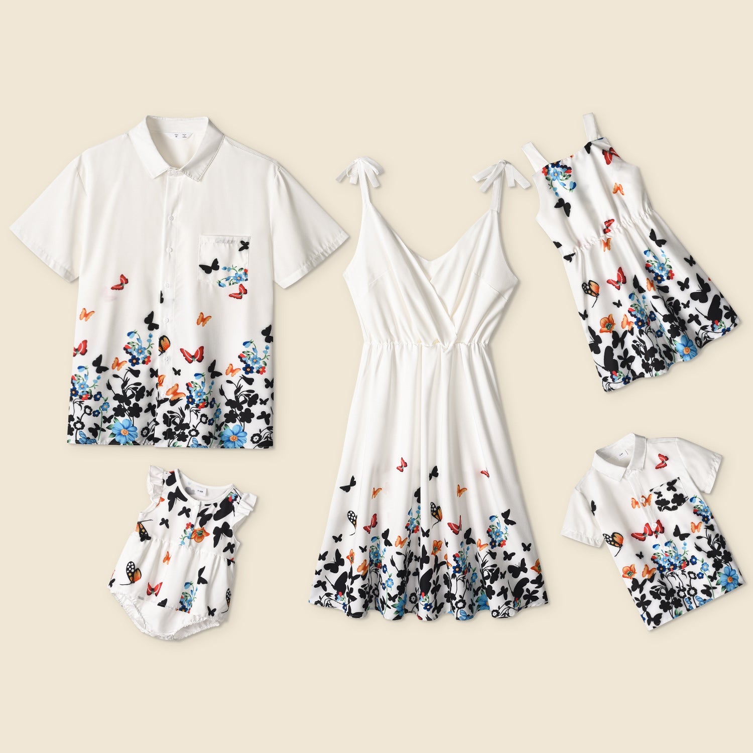 Butterfly Print Dresses & Tshirts Family Matching Sets