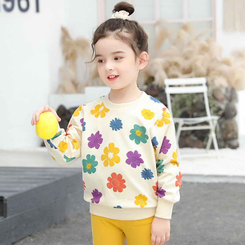 Toddler Girls Floral Butterfly Print 100% Cotton Sweatshirt