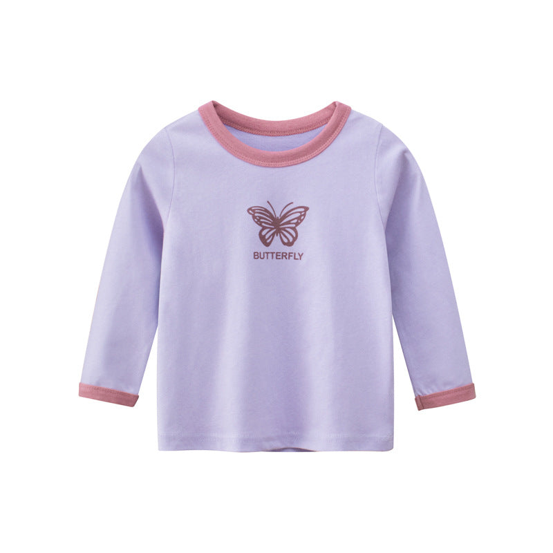 Toddler Girls Butterfly and Letter Print Long Sleeve Tee and Sweatpants