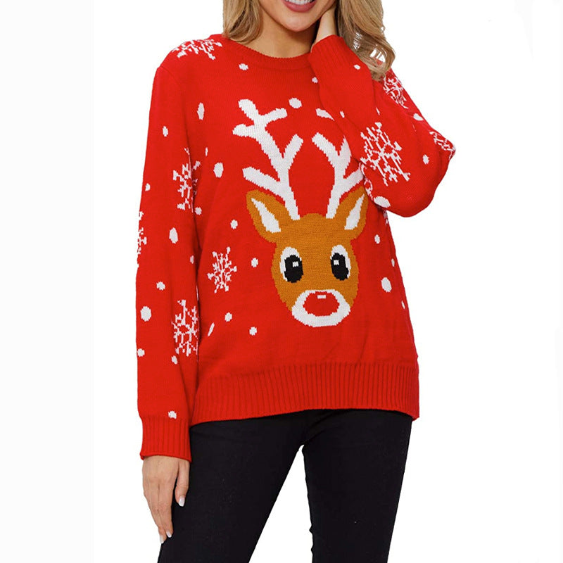 Women Christmas Deer Print Ugly Christmas Sweater