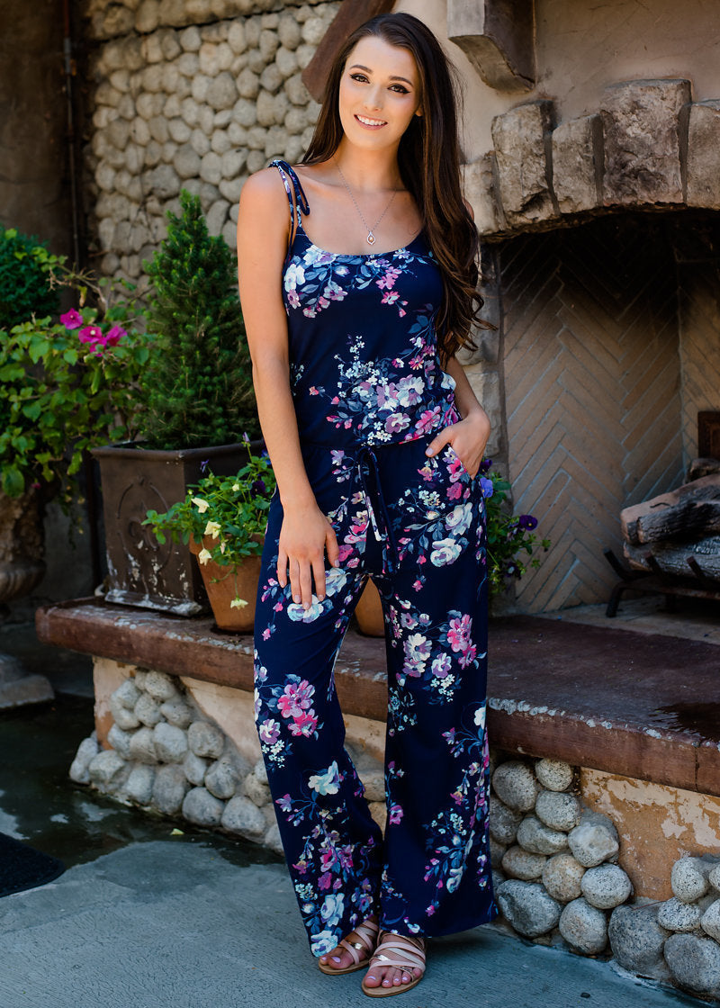 Self Tie Floral Sleeveless Matching Jumpsuits