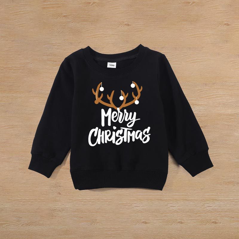 Christmas Letter Print Long Sleeve Christmas Pullover Family Matching Outfits