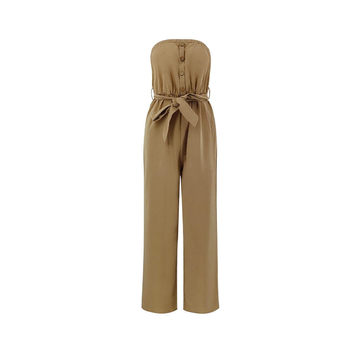 Knot Front Solid Tube Jumpsuit