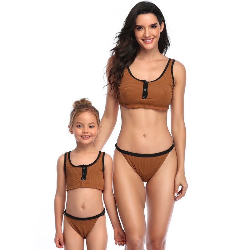 Mom and Daughter Ribbed Bikini Swimsuit