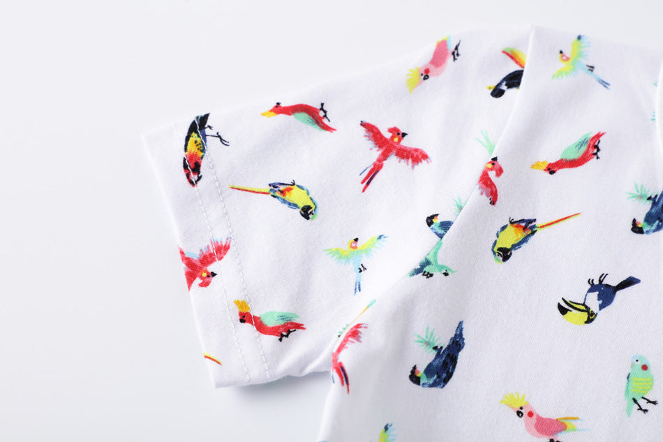 Girls Fish Print White 100% Cotton Dress