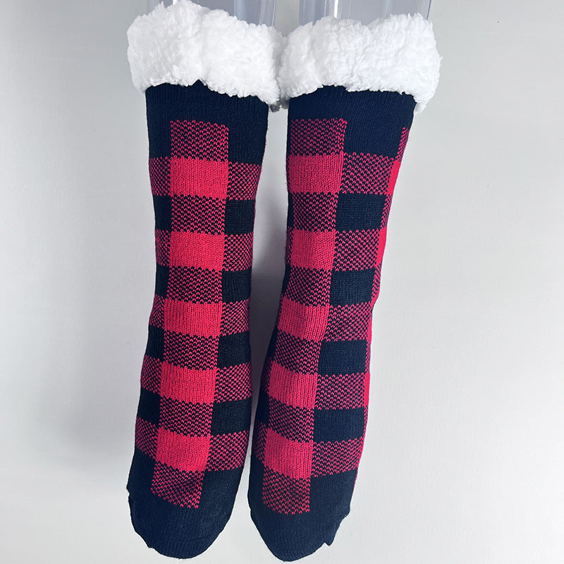 Cozy Winter Fleece Non-Slip Grip Socks For Women With Thick Cushioning
