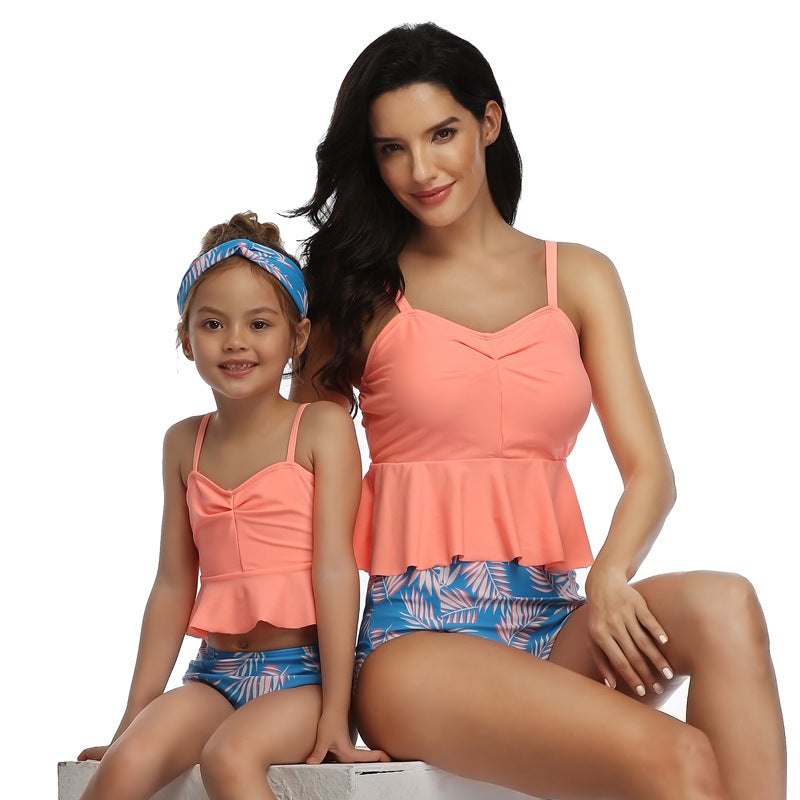 Mom and Daughter Ruffle Hem Bikini Swimsuit