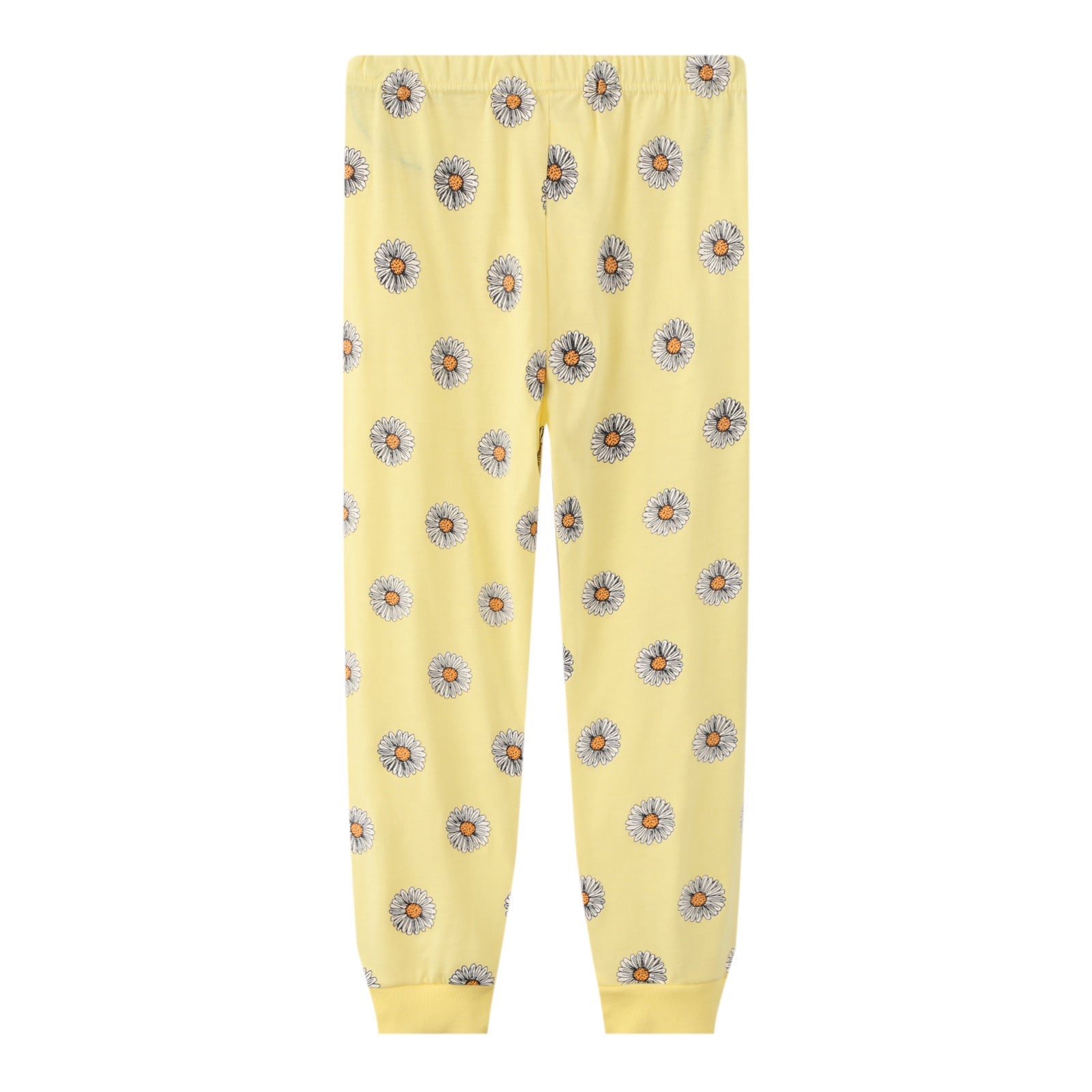 Girl Flower and Letter Print Tops & Pants Yellow Lounge Set