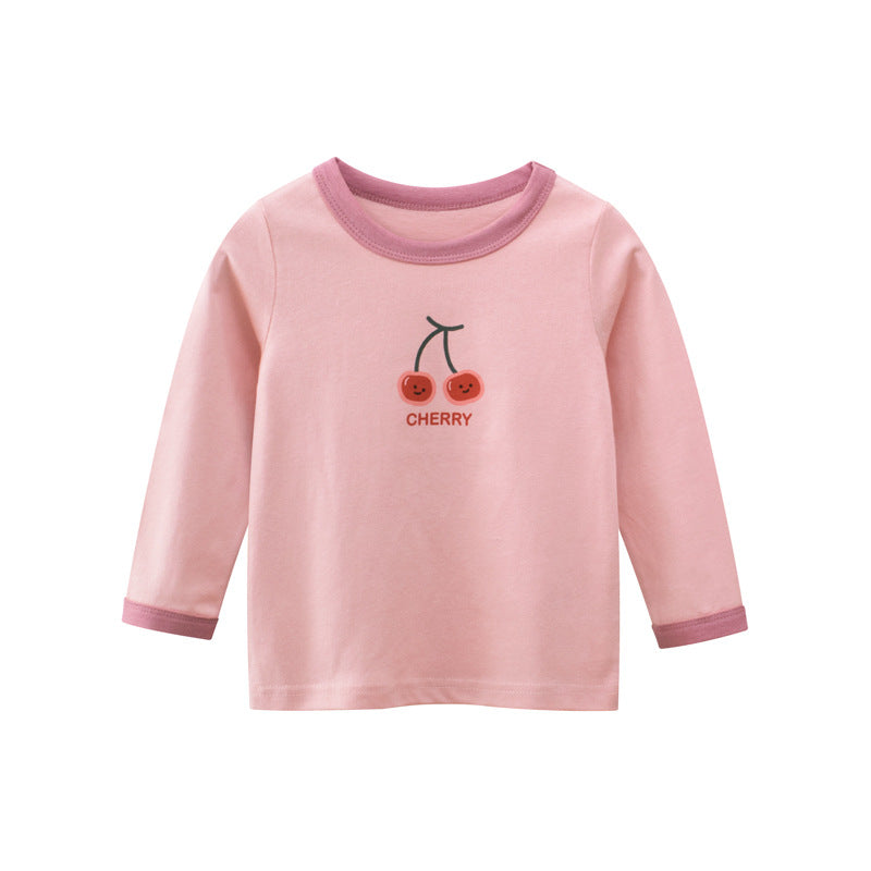 Toddler Girls Cherry and Letter Print Long Sleeve Tee and Sweatpants