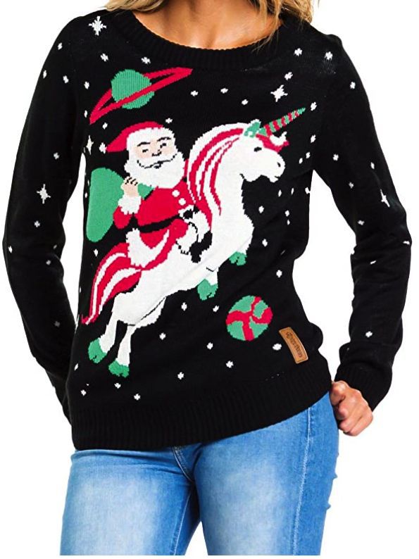 Women Christmas Pattern Drop Shoulder Sweater