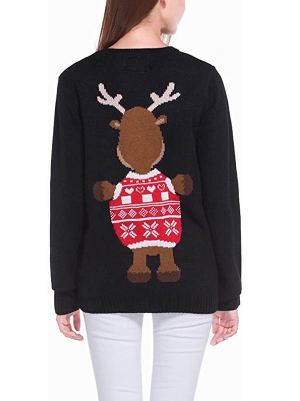 Women Christmas Deer Pattern Sweaterr
