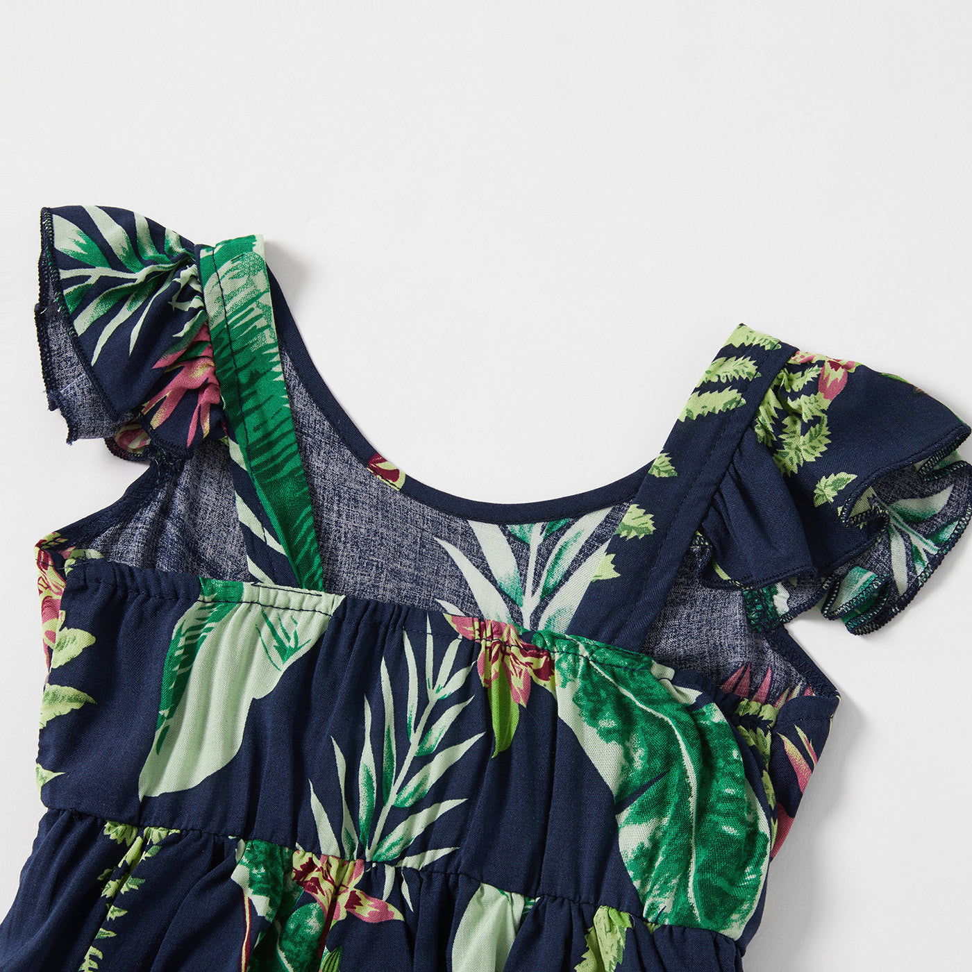 Mom and Daughter Tropical Print Belted Romper