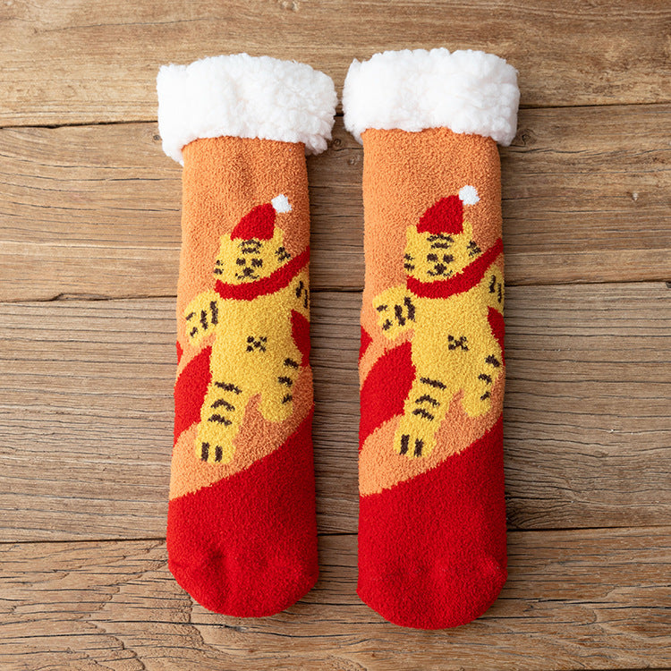 Christmas Socks Extra Fleece Thick Warm Lamb Fleece Home Sleeping Socks