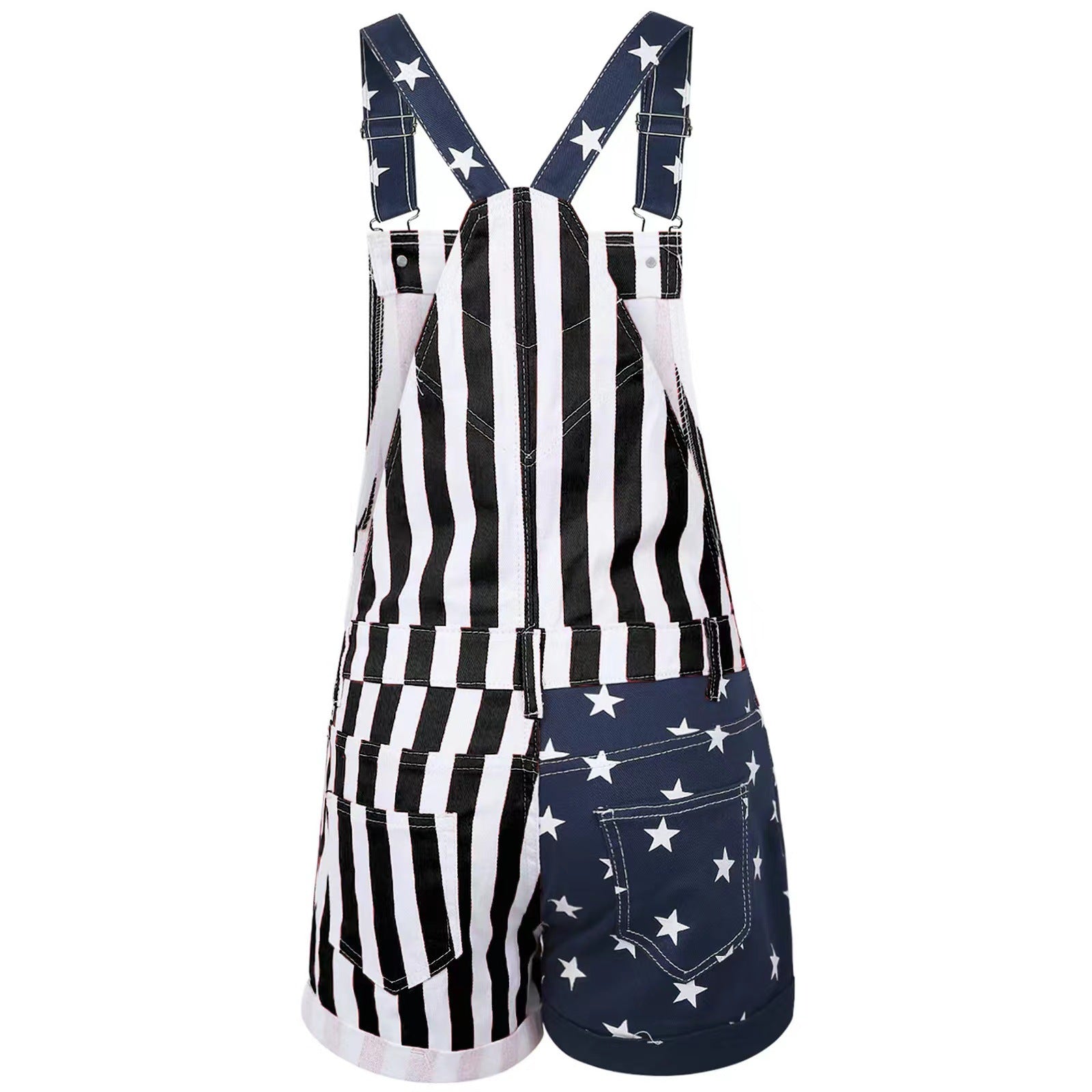 Women 4th Of July Star Print Short Overall